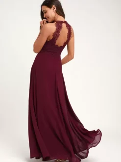 Bridesmaid Dresses Halter Open Back Illusion A-Line Wedding Party Maxi Dresses