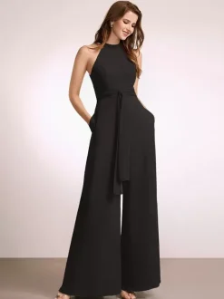 Bridesmaid Dresses Jumpsuit Floor-Length Zipper Polyester Prom Dress