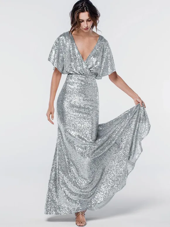 Bridesmaid Dresses Sequined Mermaid Floor-Length Formal Gowns
