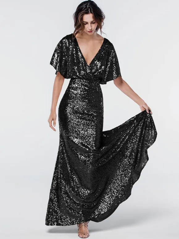 Bridesmaid Dresses Sequined Mermaid Floor-Length Formal Gowns