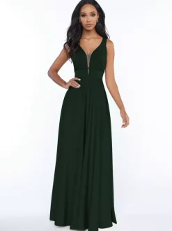 Bridesmaid Dresses Sleeveless Open Back A-Line Floor-Length Formal Gowns