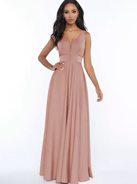 Bridesmaid Dresses Sleeveless Open Back A-Line Floor-Length Formal Gowns