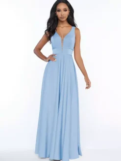 Bridesmaid Dresses Sleeveless Open Back A-Line Floor-Length Formal Gowns