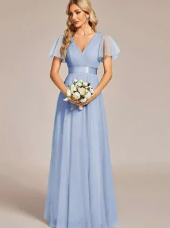 Bridesmaid Dresses Tulle A-Line Floor-Length Wedding Party Dress