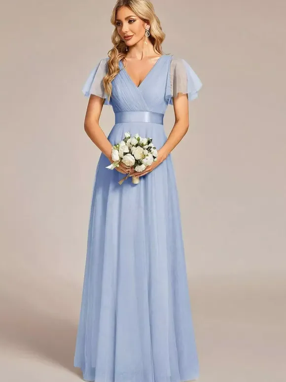 Bridesmaid Dresses Tulle A-Line Floor-Length Wedding Party Dress