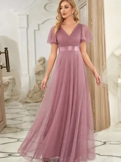 Bridesmaid Dresses Tulle A-Line Floor-Length Wedding Party Dress
