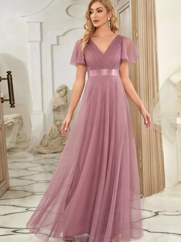 Bridesmaid Dresses Tulle A-Line Floor-Length Wedding Party Dress