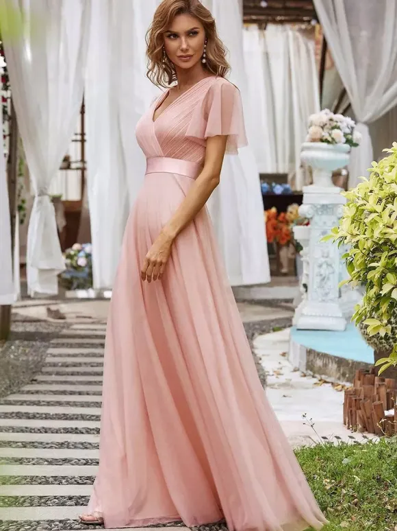 Bridesmaid Dresses Tulle A-Line Floor-Length Wedding Party Dress
