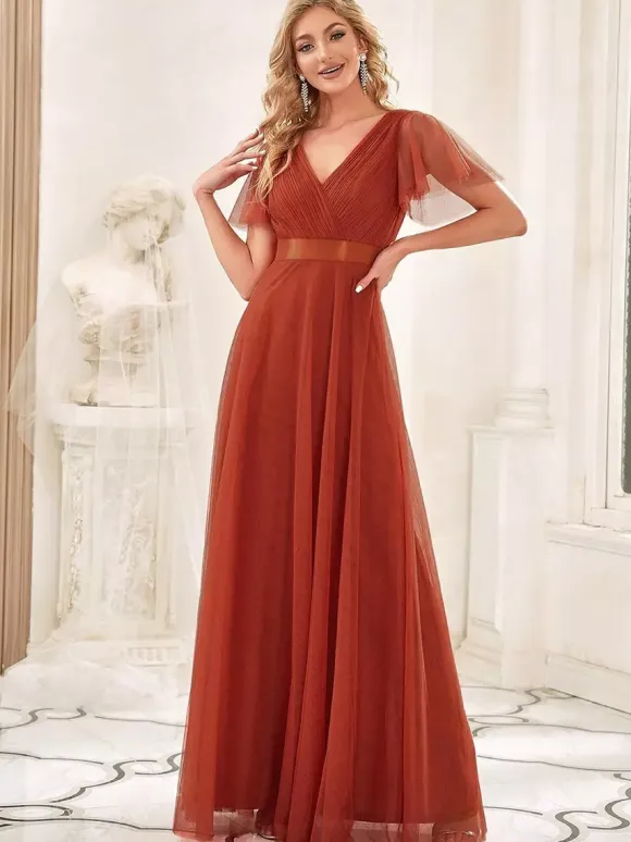 Bridesmaid Dresses Tulle A-Line Floor-Length Wedding Party Dress