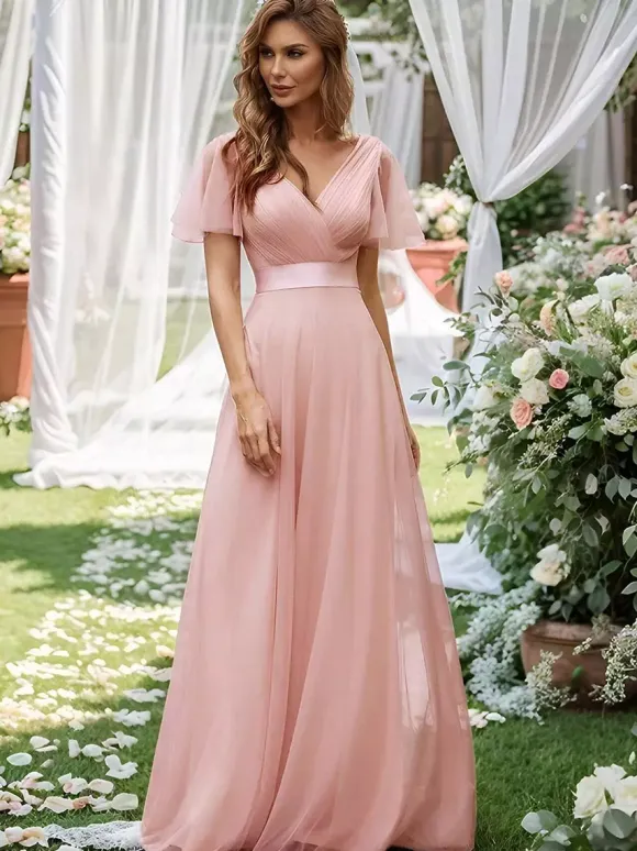 Bridesmaid Dresses Tulle A-Line Floor-Length Wedding Party Dress