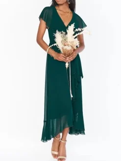 Bridesmaid Dress A-Line Ankle-Length Chiffon Formal Gowns Free Customization