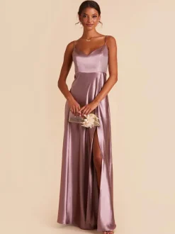 Bridesmaid Dress A-Line Floor-Length Backless Satin Fabric Wedding Party Dress