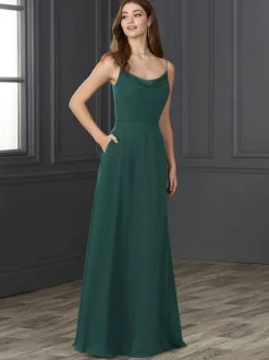 Bridesmaid Dress Chiffon A-Line Floor-Length Wedding Party Dress Free Customization