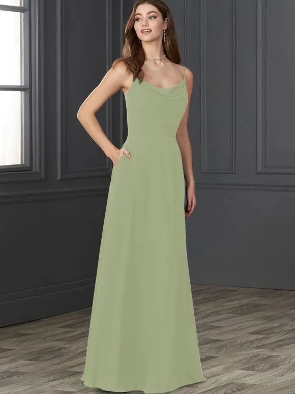 Bridesmaid Dress Chiffon A-Line Floor-Length Wedding Party Dress Free Customization