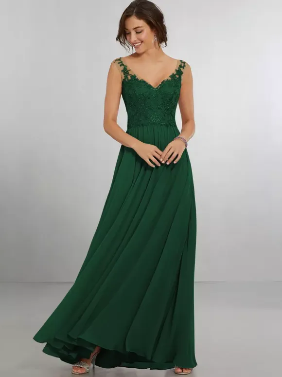 Bridesmaid Dress Chiffon A-Line Floor-Length Wedding Party Dress