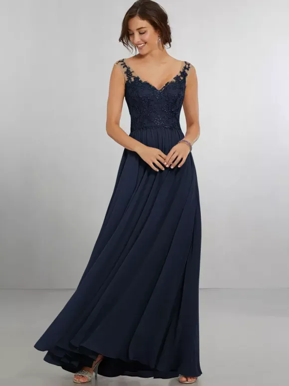 Bridesmaid Dress Chiffon A-Line Floor-Length Wedding Party Dress