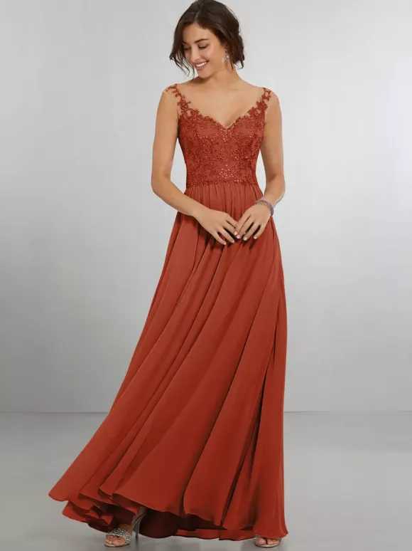Bridesmaid Dress Chiffon A-Line Floor-Length Wedding Party Dress