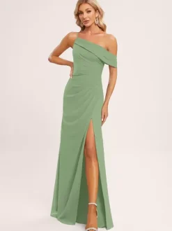 Bridesmaid Dresses A-Line Floor-Length Zipper Chiffon Wedding Party Dress
