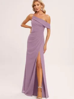 Bridesmaid Dresses A-Line Floor-Length Zipper Chiffon Wedding Party Dress