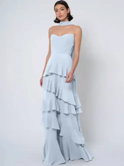 Bridesmaid Dresses Ball Gown Floor-Length Backless Chiffon Wedding Party Dress