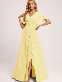 Bridesmaid Dresses Ball Gown Floor-Length Zipper Chiffon Wedding Party Dress