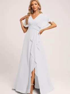 Bridesmaid Dresses Ball Gown Floor-Length Zipper Chiffon Wedding Party Dress
