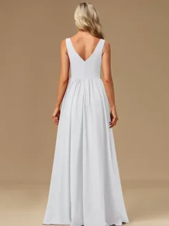 Bridesmaid Dresses Ball Gown Floor-Length Zipper Chiffon Prom Dress