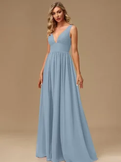 Bridesmaid Dresses Ball Gown Floor-Length Zipper Chiffon Prom Dress