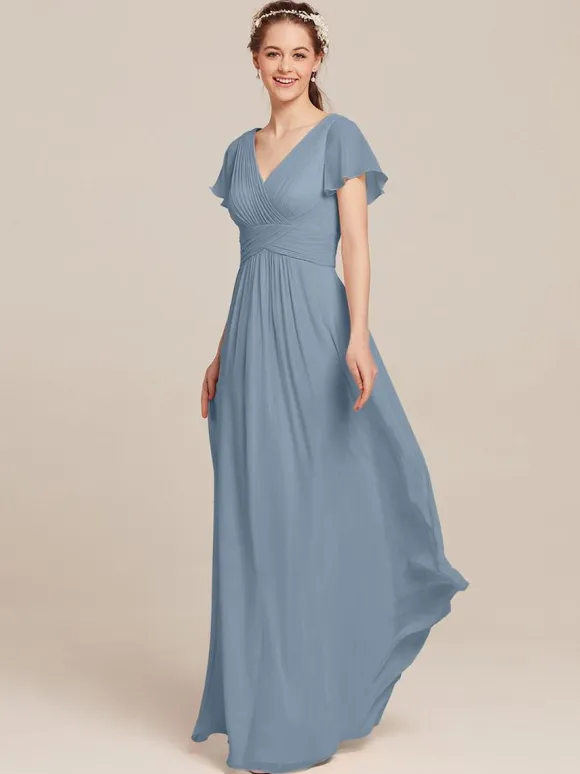 Bridesmaid Dresses Chiffon A-Line Floor-Length Formal Gowns