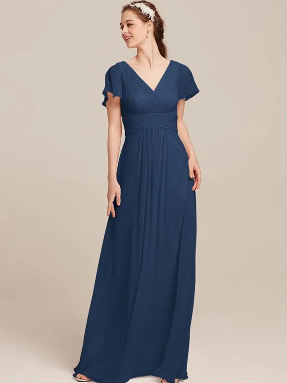 Bridesmaid Dresses Chiffon A-Line Floor-Length Formal Gowns