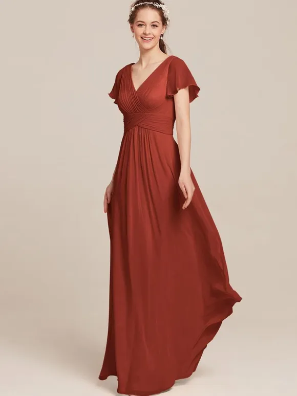 Bridesmaid Dresses Chiffon A-Line Floor-Length Formal Gowns