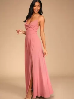 Bridesmaid Dresses Chiffon A-Line Spaghetti Straps High Slit Wedding Party Dress