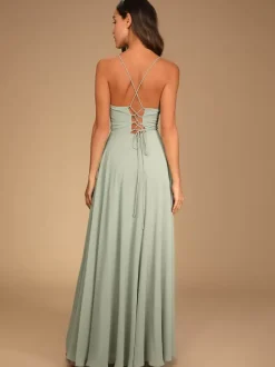 Bridesmaid Dresses Chiffon A-Line Spaghetti Straps High Slit Wedding Party Dress