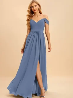 Bridesmaid Dresses Chiffon Ball Gown Floor-Length Wedding Party Dress