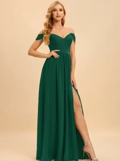 Bridesmaid Dresses Chiffon Ball Gown Floor-Length Wedding Party Dress