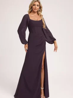 Bridesmaid Dresses Chiffon Ball Gown Floor-Length Prom Dress