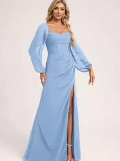 Bridesmaid Dresses Chiffon Ball Gown Floor-Length Prom Dress