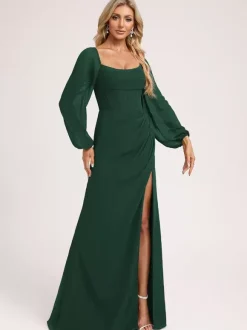 Bridesmaid Dresses Chiffon Ball Gown Floor-Length Prom Dress