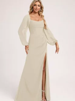 Bridesmaid Dresses Chiffon Ball Gown Floor-Length Prom Dress