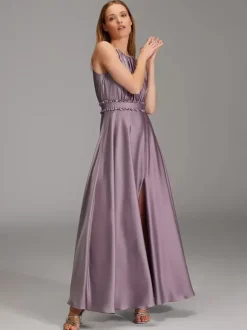 Bridesmaid Dresses Elastic Silk Like Satin A-Line Floor-Length Prom Dress