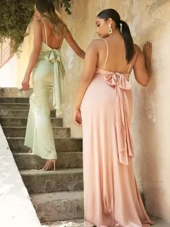 Bridesmaid Dresses Mermaid Floor-Length Zipper Elastic Silk Like Satin Prom Dress