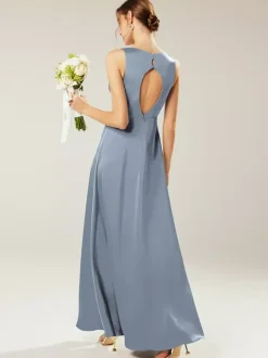 Bridesmaid Dresses Satin Fabric A-Line Floor-Length Prom Dress