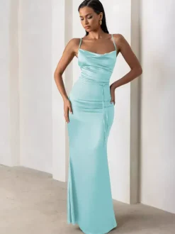 Bridesmaid Dresses Sheath Floor-Length Zipper Satin Fabric Formal Gowns