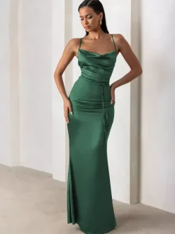 Bridesmaid Dresses Sheath Floor-Length Zipper Satin Fabric Formal Gowns