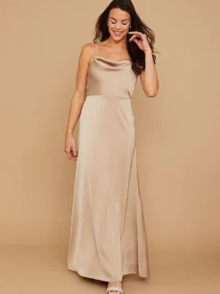 Bridesmaid Dresses Sheath Floor-Length Zipper Satin Fabric Wedding Party Dress