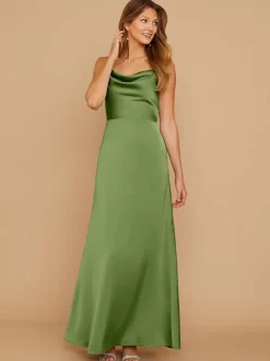 Bridesmaid Dresses Sheath Floor-Length Zipper Satin Fabric Wedding Party Dress