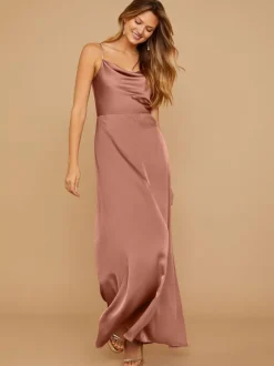 Bridesmaid Dresses Sheath Floor-Length Zipper Satin Fabric Wedding Party Dress