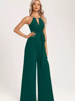 Bridesmaid Dress Jumpsuit Floor-Length Zipper Chiffon Wedding Party Dress