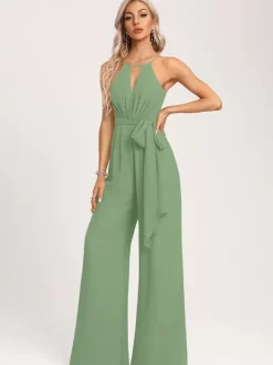 Bridesmaid Dress Jumpsuit Floor-Length Zipper Chiffon Wedding Party Dress