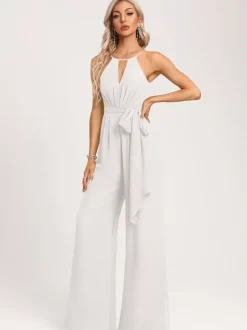 Bridesmaid Dress Jumpsuit Floor-Length Zipper Chiffon Wedding Party Dress
